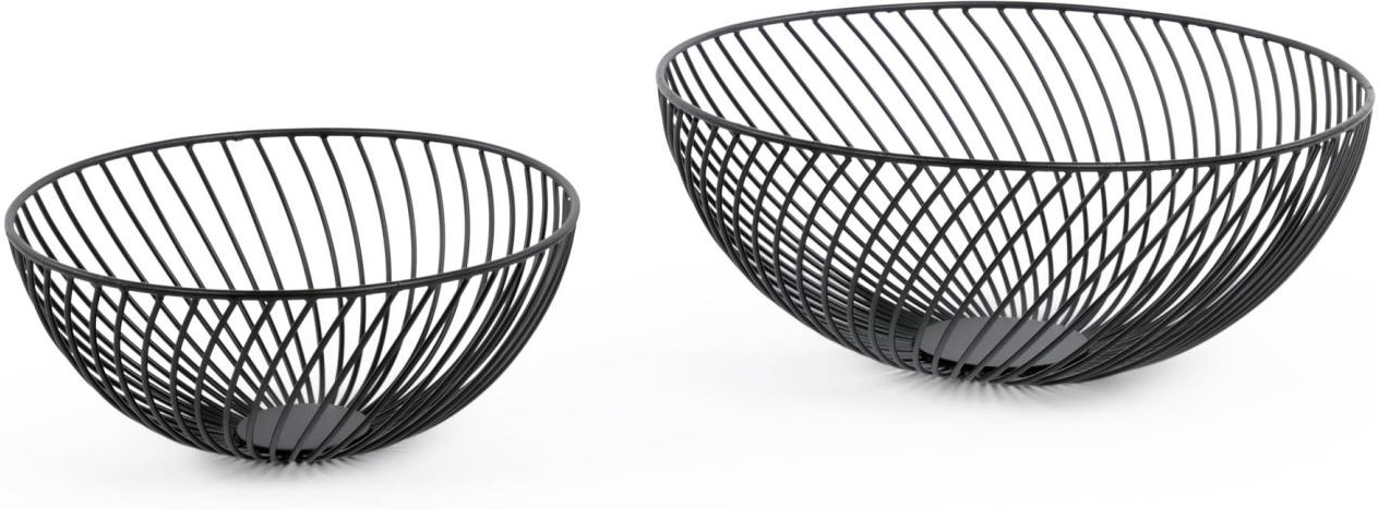 Skålesæt Kave Home Eluney  -  dekorative serveringsskåle i pulverlakeret metal, moderne nordisk design, sort, Ø30 cm, H13 cm, 2 stk