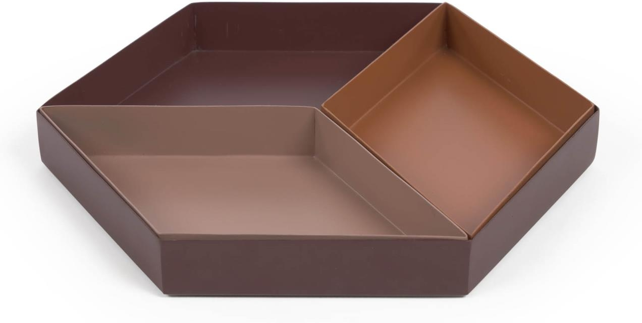 3-pak dekorative metalbakker Kave Home Elides multifarvet geometrisk design pladsbesparende til skrivebord og borddekoration