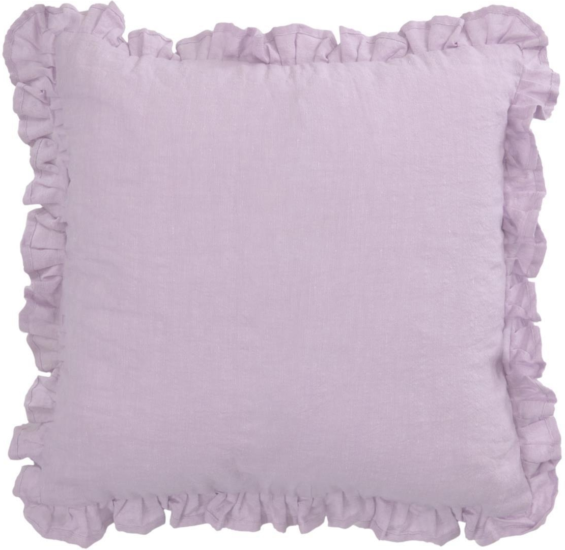 Pudebetræk/pudeovertræk Kave Home Nacha lilla 50% bomuld/50% hør 45x45 cm