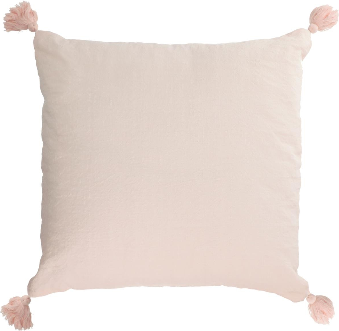 Pudebetræk Kave Home Eirenne 45x45 cm pink  -  50% bomuld/50% hør naturfibre med pomponer, nordisk design