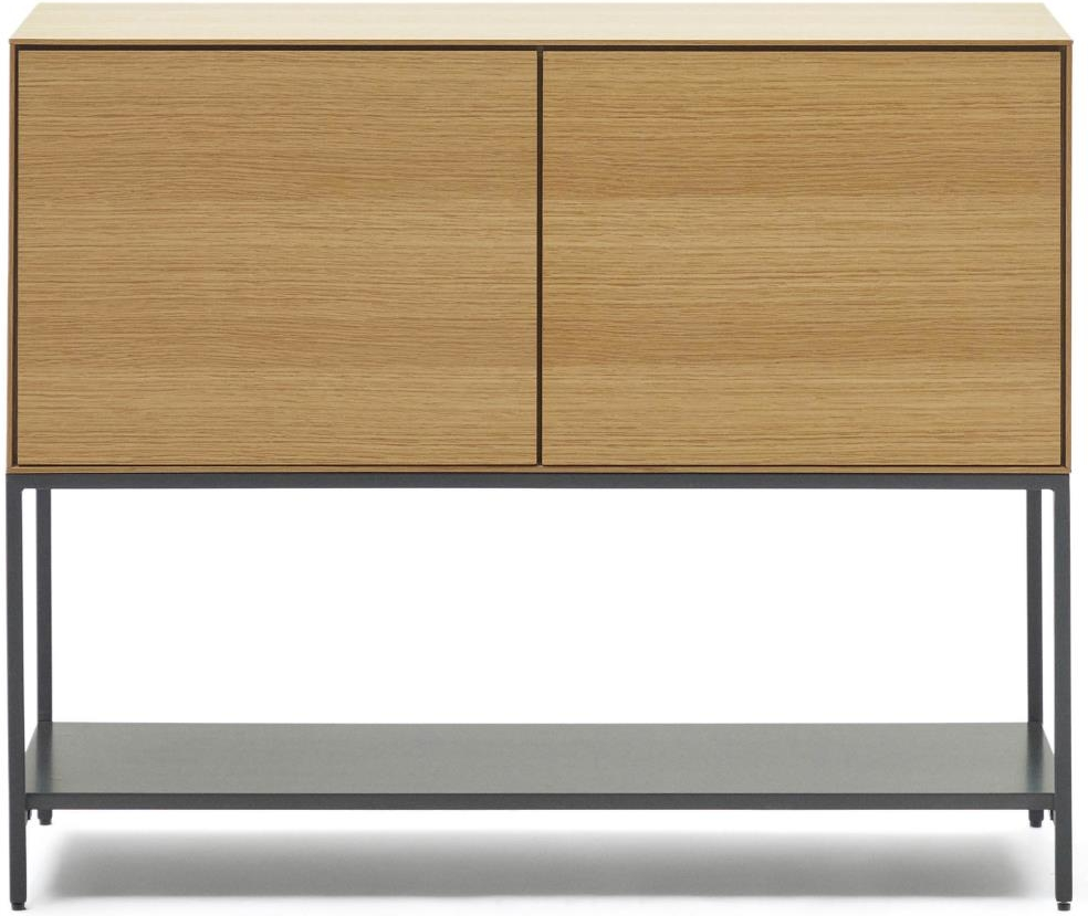 Skænk Kave Home Vedrana, egetræsfinér og stål natur/sort H80ÃB40ÃL97,5 cm
