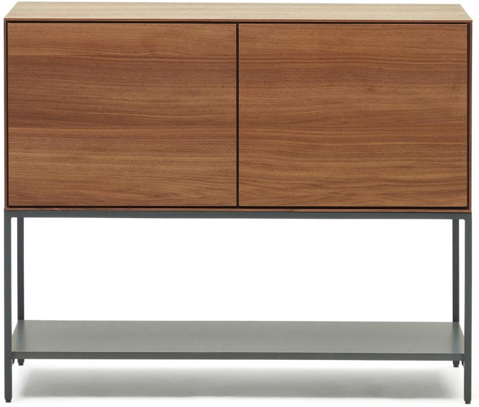 Skænk Kave Home Vedrana i valnøddefinér og stål med mat antracit finish H80xB97,5xD40 cm