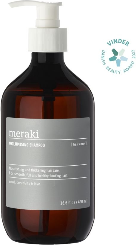 Volumenshampoo Meraki Volumising  -  Shampoo til fint hår med Provitamin B5 & ærteprotein, gråbrun flaskedesign