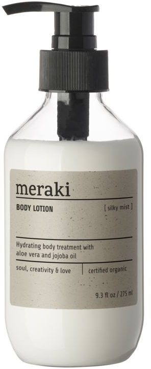 Bodylotion Meraki Silky Mist  -  luksuriøs kropslotion med aloe vera, jojoba & kakaosmør, COSMOS øko
