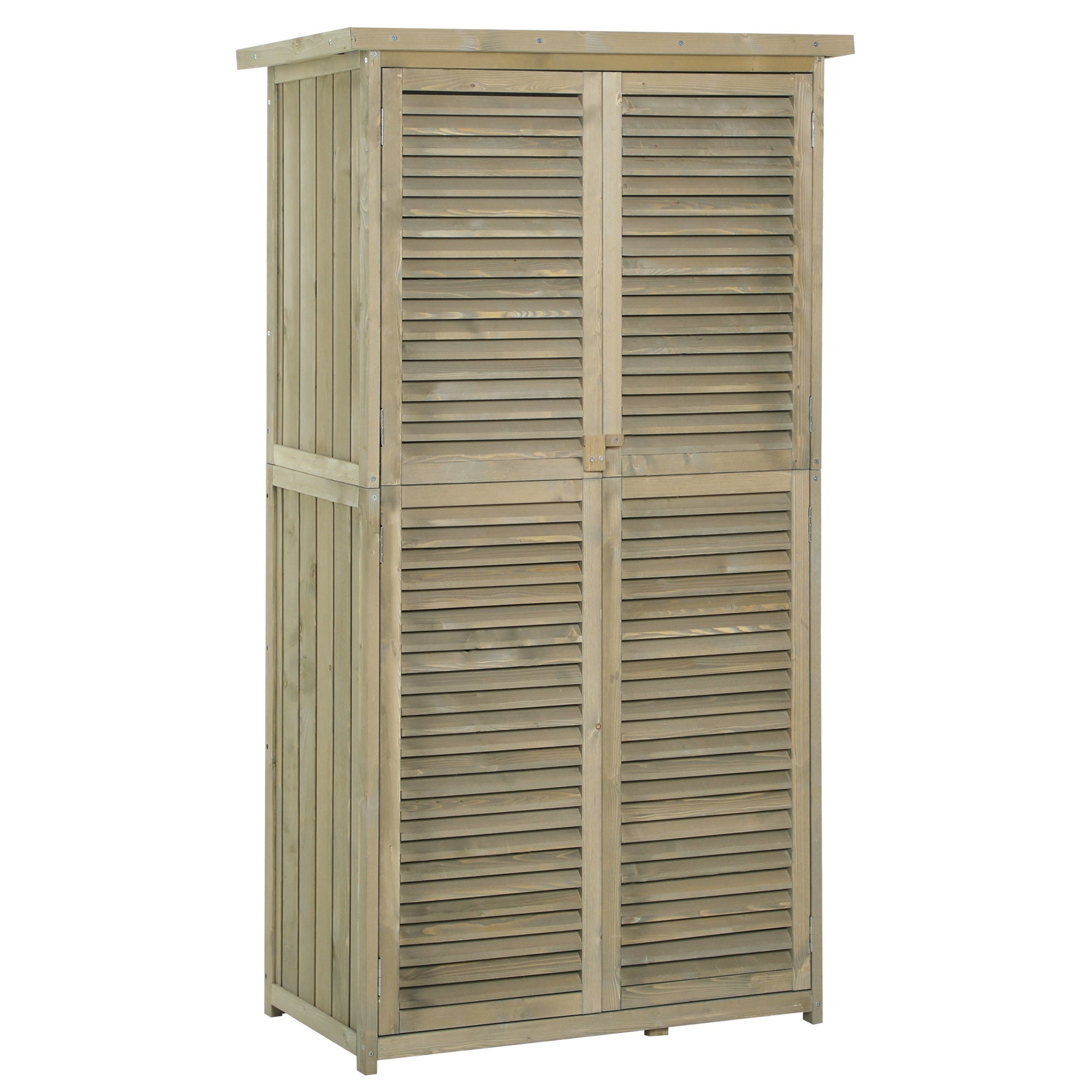 Træskur med skrånende asfalttag, låste døre, vandtæt og fri ventilation. Grå, 87 x 46,5 x 160 cm