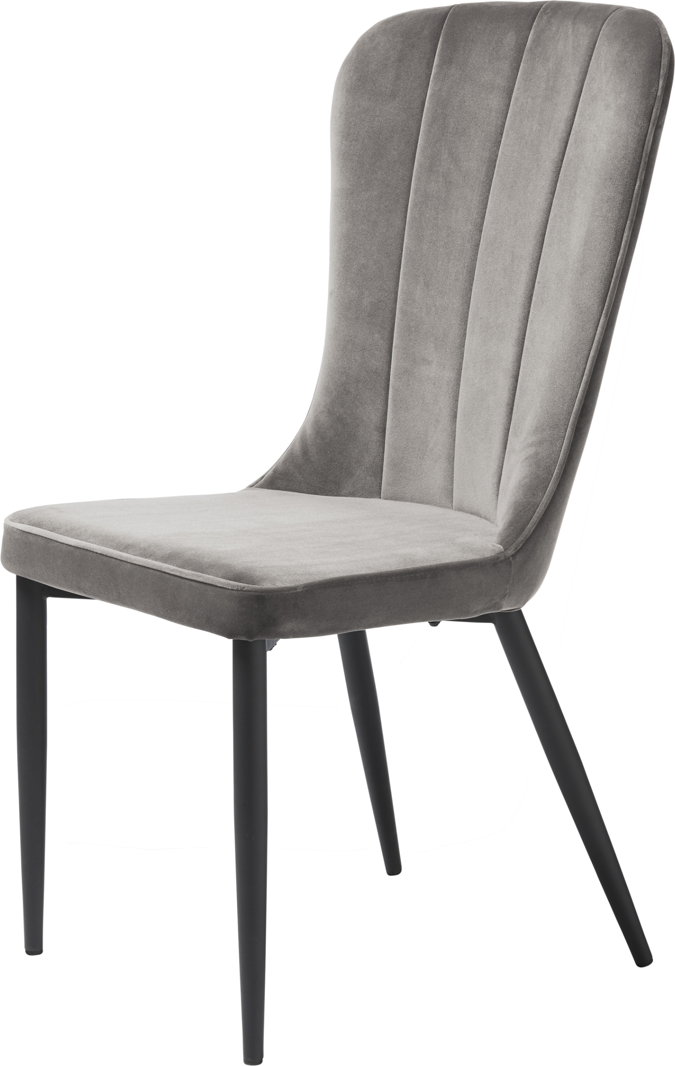 Spisebordsstol Nordique Design Hudson fløjlsfinish grå med sorte metalben  -  51,5 x 60,5 x 98,5 cm