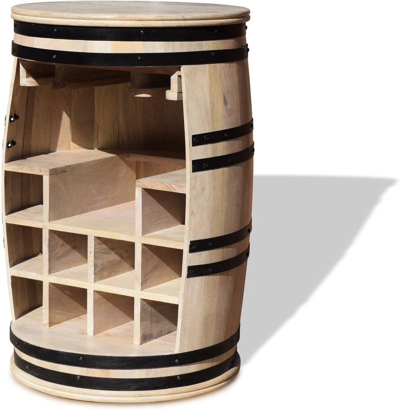 Vintønde barskab OBUZI Rosey Manga-Say Rustic mangotræ Hvid/Sort D55ÃH80 cm 10 flasker