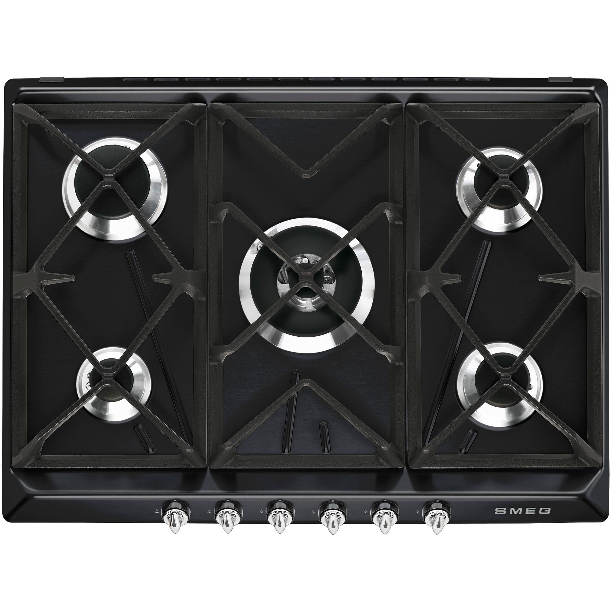 Smeg 68,5 cm gaskogeplade rustfrit stål victoria design - sort