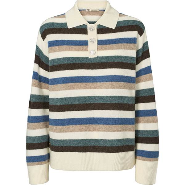 PBO Revo knit polo - Sand/Blue stripe  : Erling Christensen Møbler
