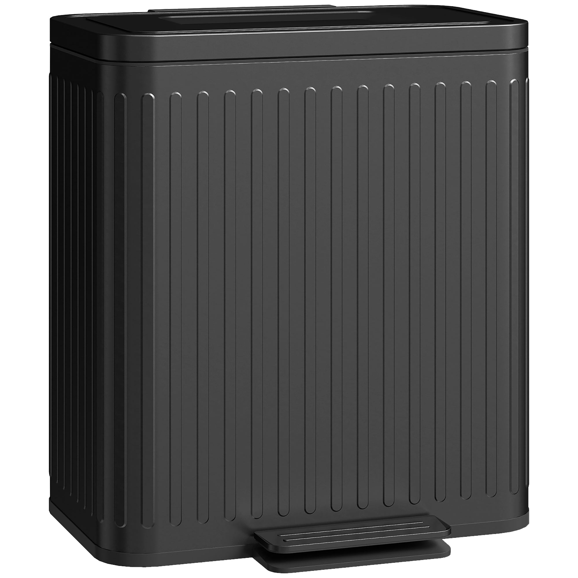 Køkkenaffaldsspand, 2 x 20 L rum, effektiv affaldssortering, fodpedal, plast, metal, sort