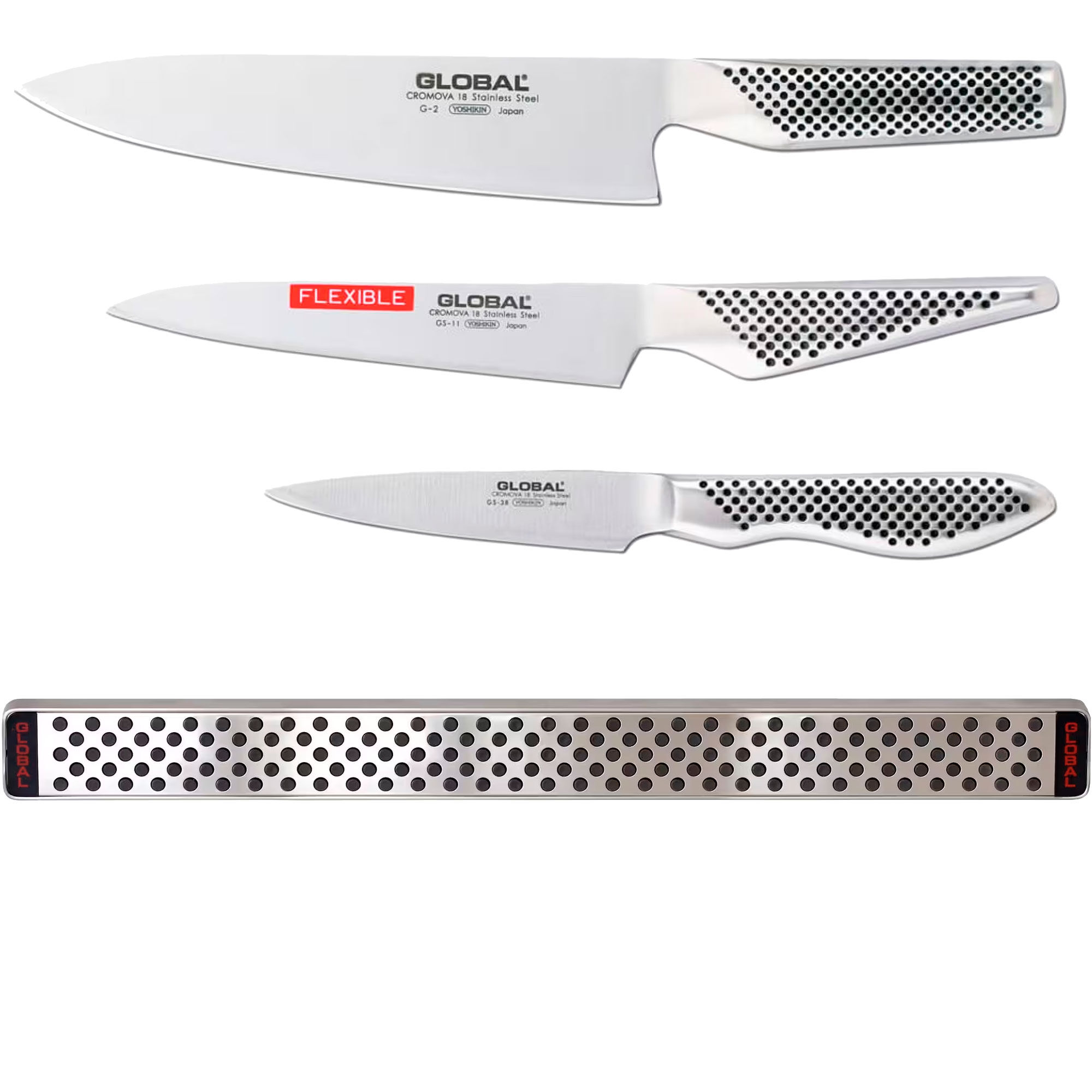 Global Knivsæt 3 dele + knivliste 51 cm