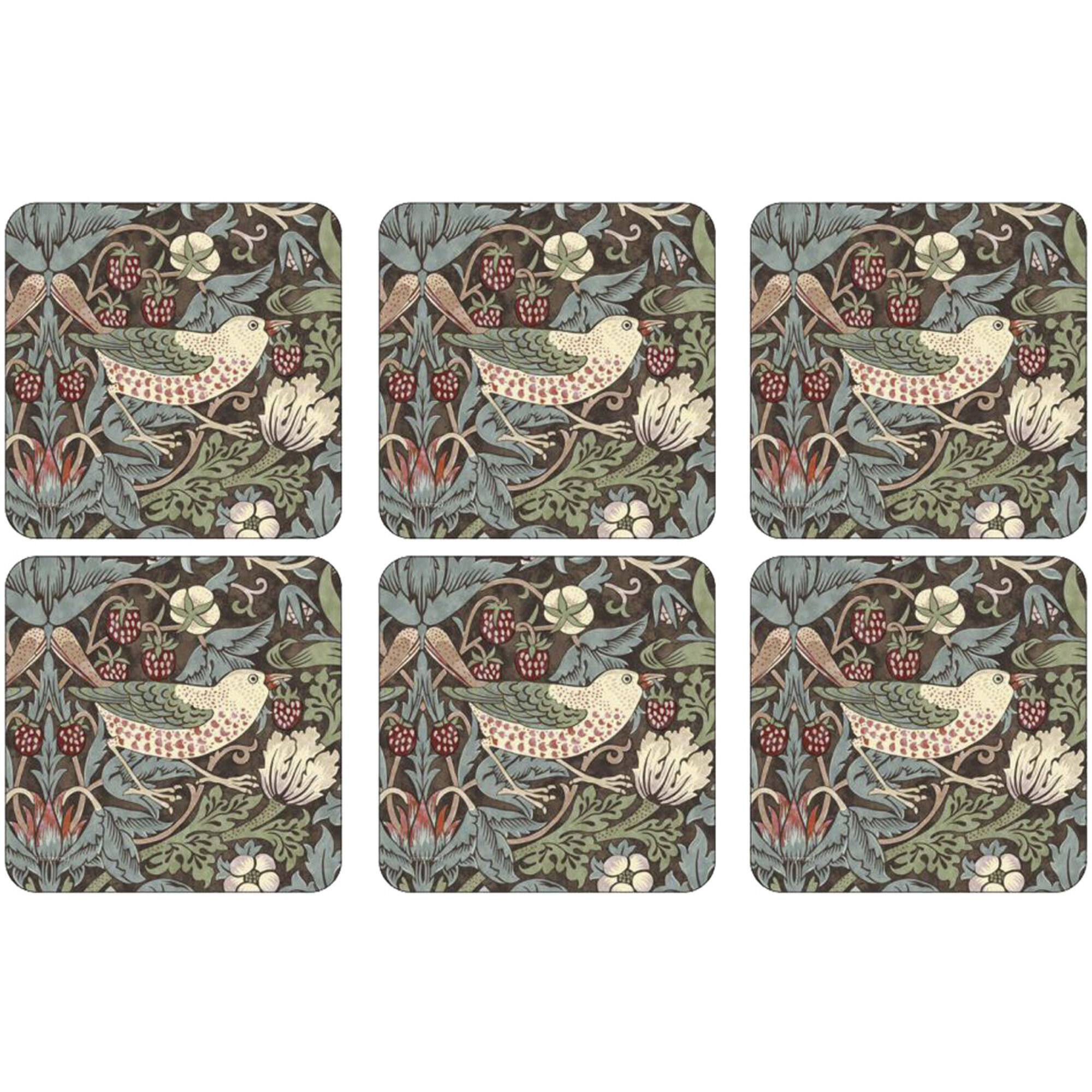 Spode Glasunderlag 'Strawberry Thief', brun