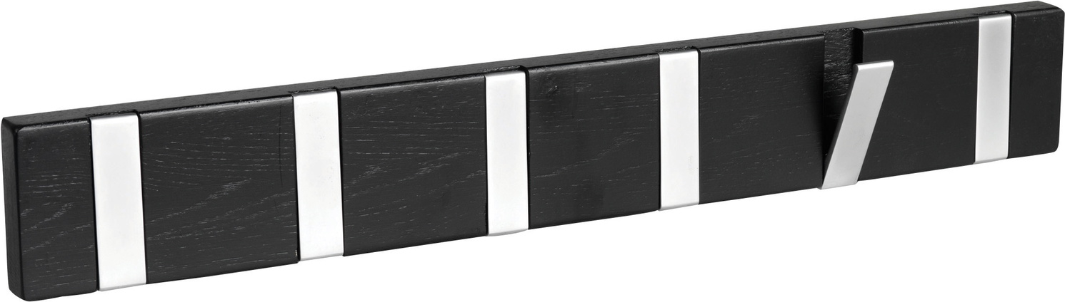 Knagerække Rowico Confetti i sort lakeret egetræ med 6 integrerede metalkroge H7ÃB50ÃD2âcm