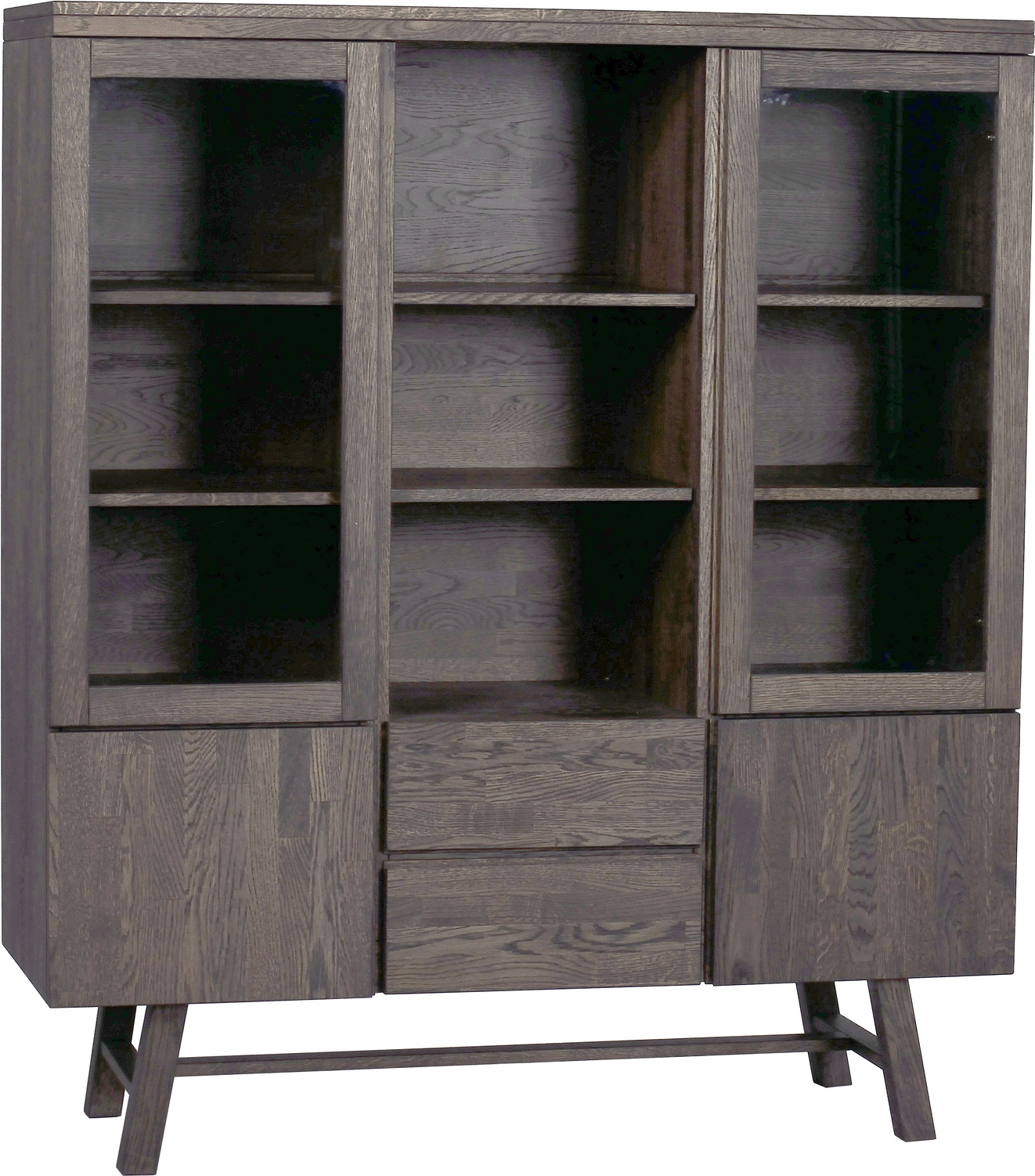 Højskab Rowico Brooklyn i mørkebrun lakeret massiv eg FSC 150x130x45 cm