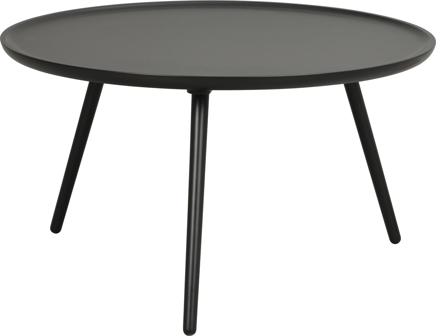Sofabord Rowico Daisy rundt loungebord Ø80Ã45 cm sort i lakeret MDF og gummitræ