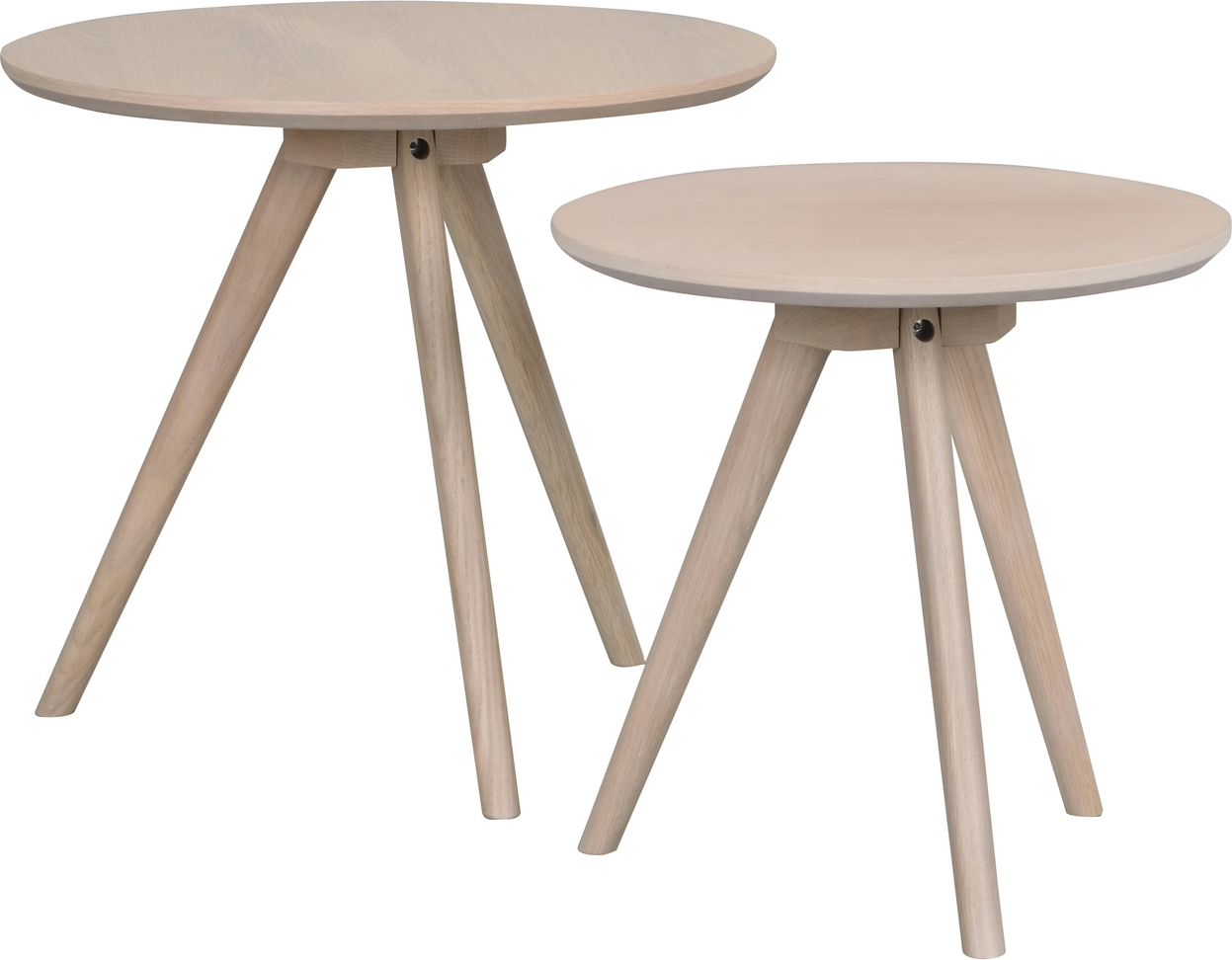 Småbord Rowico Yumi Ø50 H45 cm Hvidkalket sidebord  -  Lakeret MDF & Massivt Egetræ