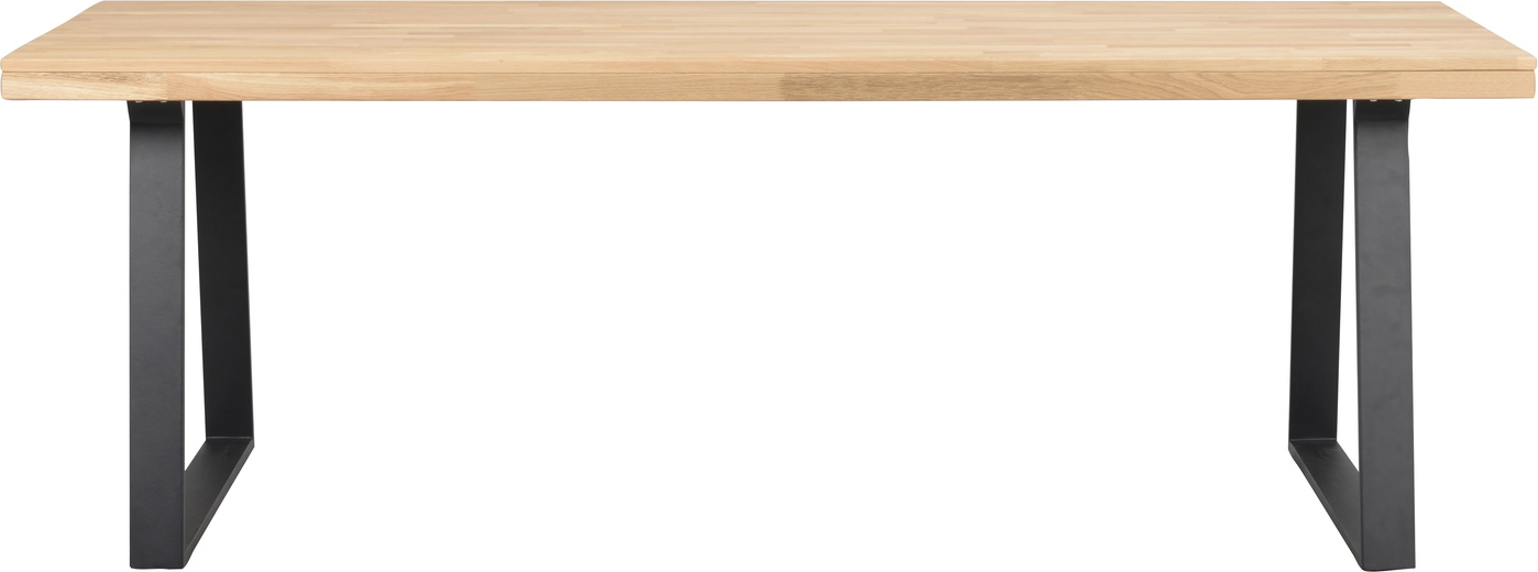 Spisebord Rowico Brooklyn 220x95x75 cm massiv eg/trapezben industrielt med 2Ã50 cm tillægsplader FSCÂ®