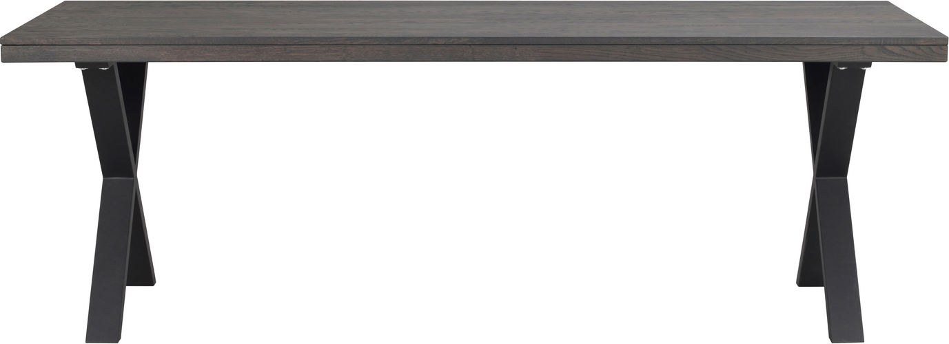 Spisebord Rowico Brooklyn X-ben 220x95 cm massiv egetræ mørkebrun metal