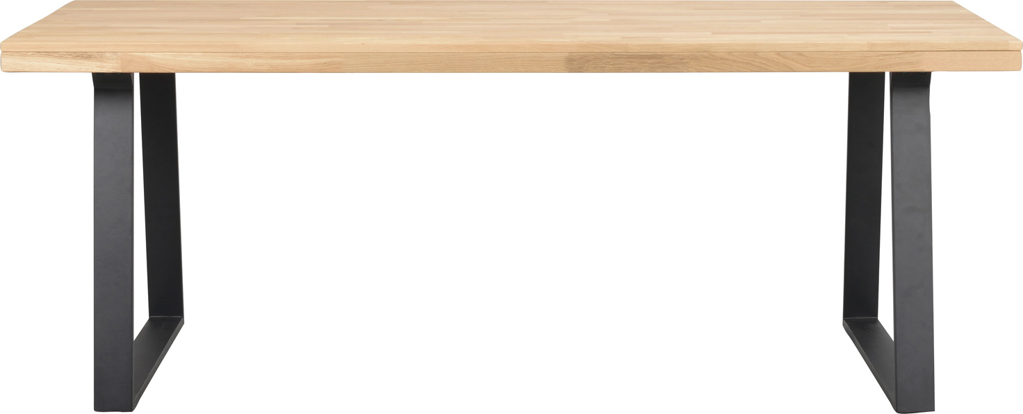 Spisebord Rowico Brooklyn trapezben massiv lakeret eg og sort metal 170x95 cm