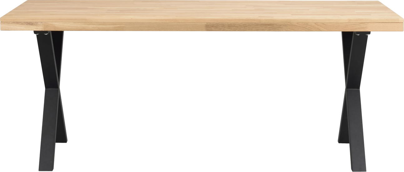 Spisebord Rowico Brooklyn X-ben FSC-certificeret massivt egetræ/metal Eg/sort 170Ã95Ã75 cm