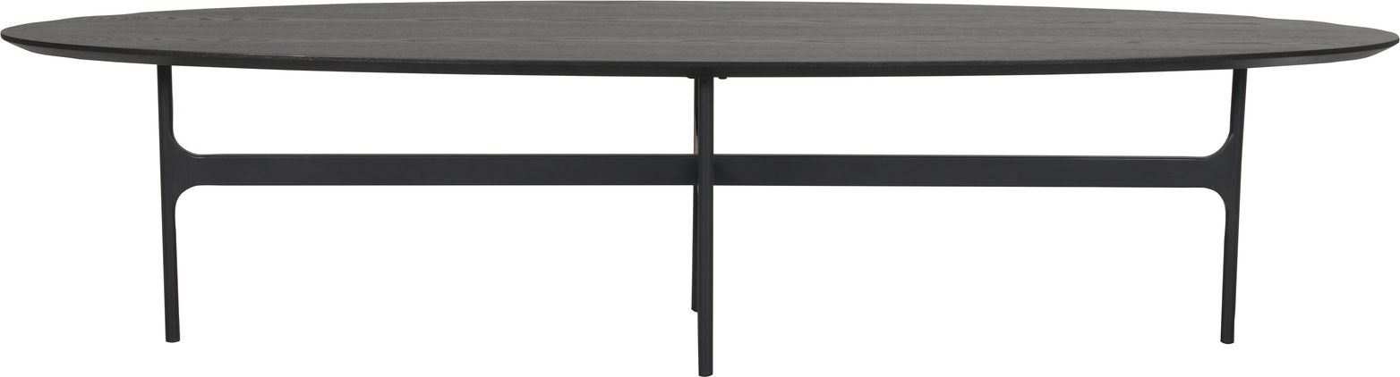 Sofabord/kaffebord Rowico Colton ovalt i lakeret MDF og pulverlakeret metal sort 180Ã50Ã43 cm