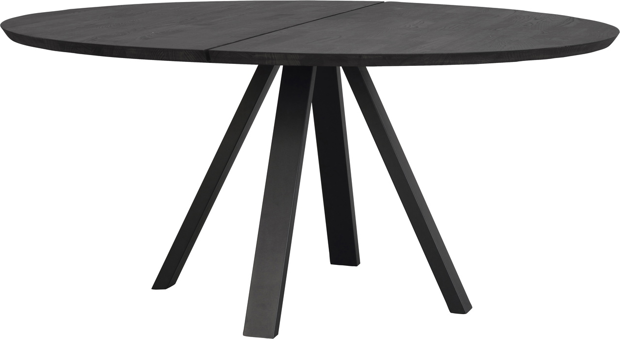 Rundt spisebord Rowico Carradale V-Ben sort massiv egetræ Ø150 cm