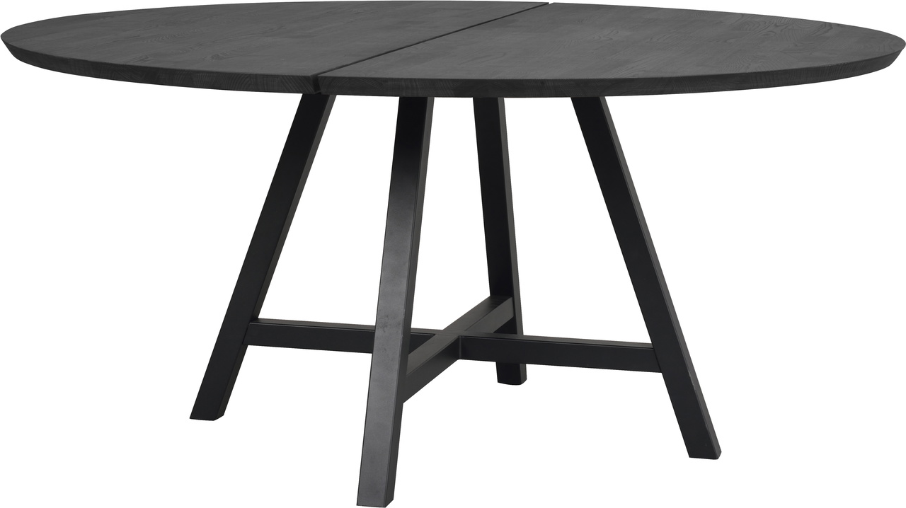 Rundt spisebord Rowico Carradale Ø150 cm A-ben i sort lakeret egetræ og metal