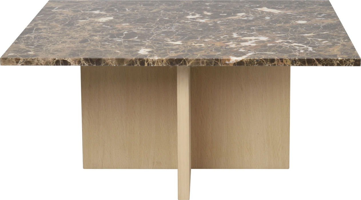 Sofabord Rowico Brooksville 90Ã90 cm brun Brown Emperador-marmor med hvidvasket MDF-stel