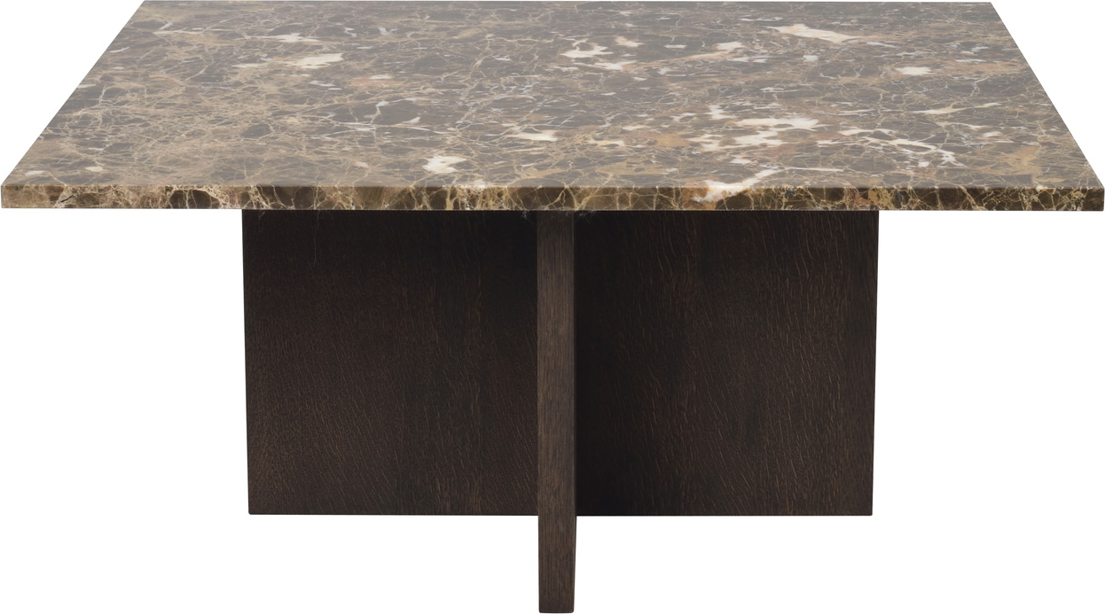 Sofabord Rowico Brooksville kaffebord 90x90 cm brun Emperador marmor & lakeret egetræ