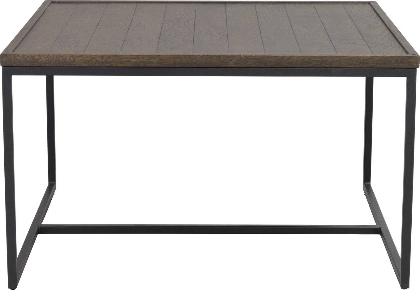 Sofabord Rowico Deerfield i brunlakeret egetræ og sort metal FSC 80Ã80 cm H47 cm