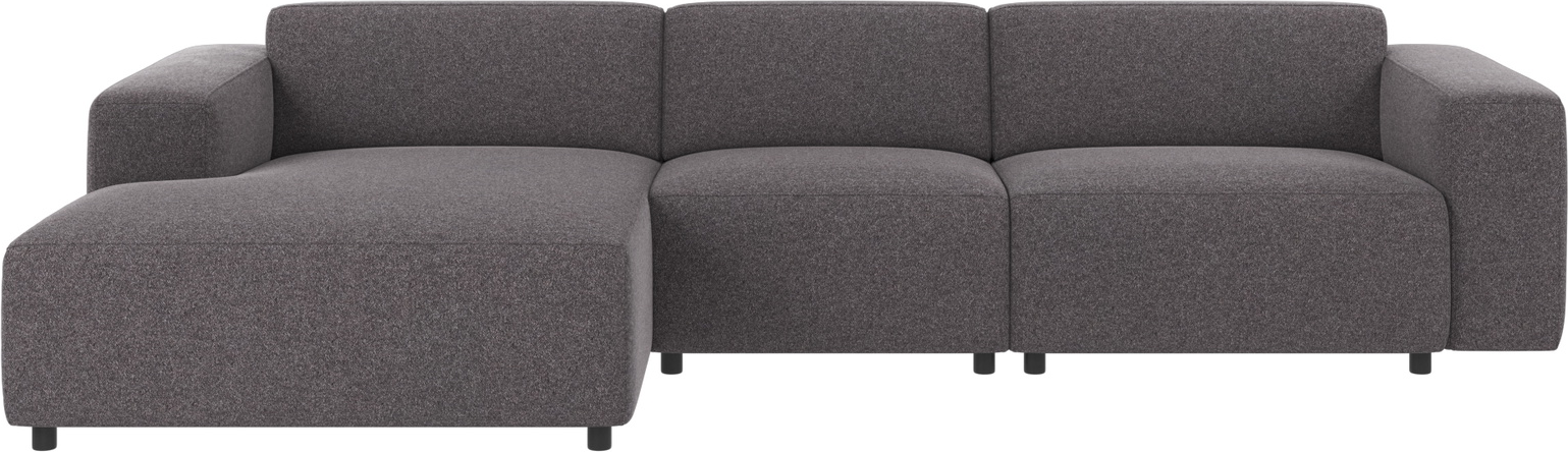 Chaiselongsofa venstrevendt Rowico Willard Brenda mørkegrå polyester 312 cm bred scandi modul med koldskum & zigzag-fjedre FSC-certificeret trækerne