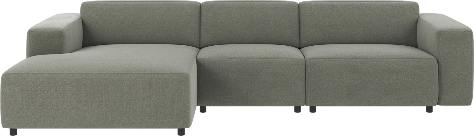 Chaiselongsofa Rowico Willard Rita 158 grøn modulopbygget i 100% polyester med High Resilience-koldskum og FSCÂ®-mix træramme