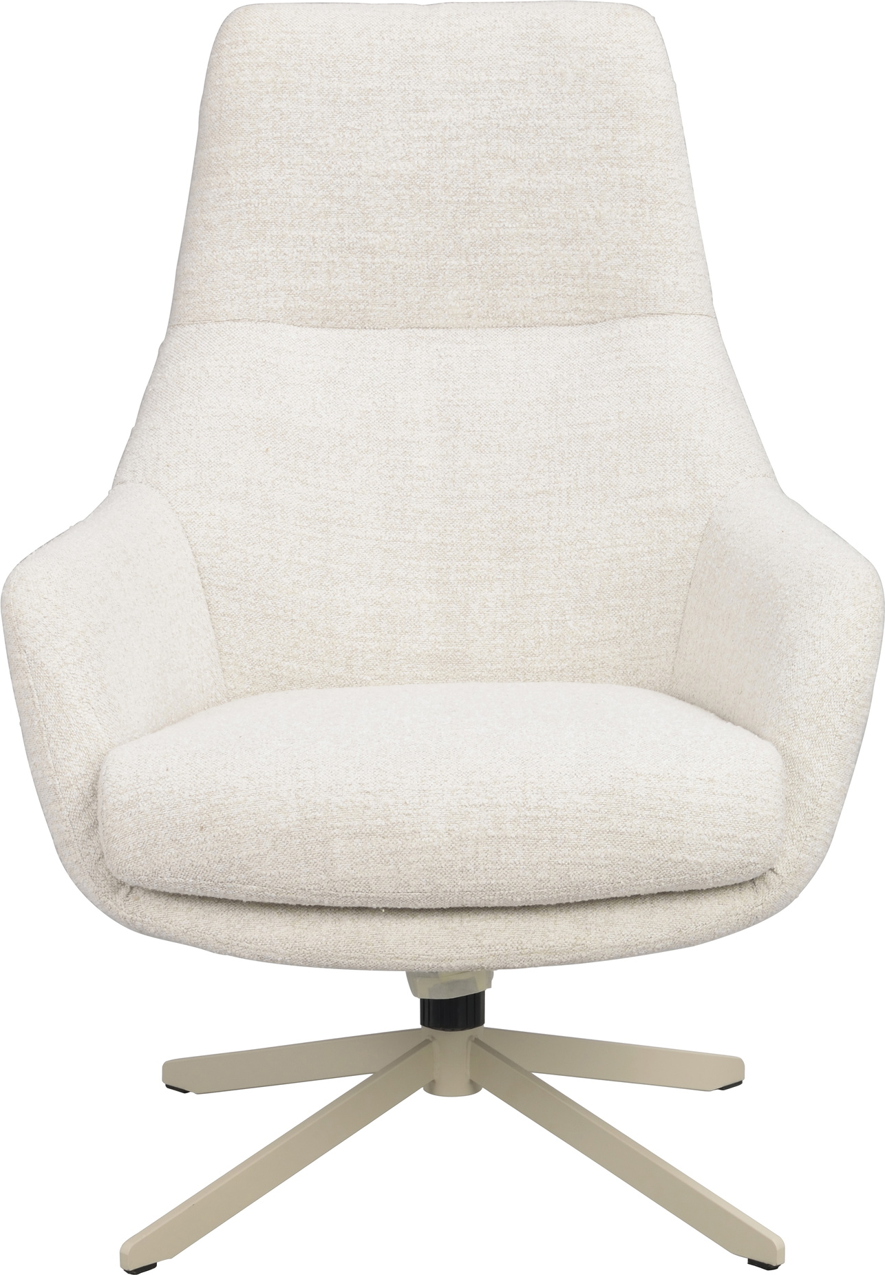Polstret loungestol Rowico Conroe i lysebeige polyester med dreje- og vippefunktion