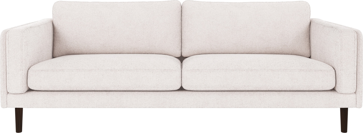 3-personers sofa Rowico Braden hvid Greg 1 polyester med lakerede egetræsben 216Ã87Ã78 cm
