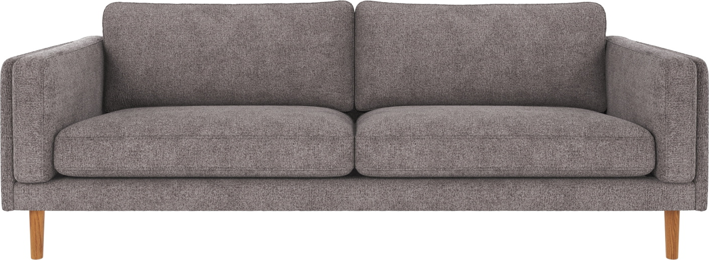 3-personers sofa Rowico Braden  -  grå Greg 18 polyesterstof, lakerede egetræsben, bredde 216 cm