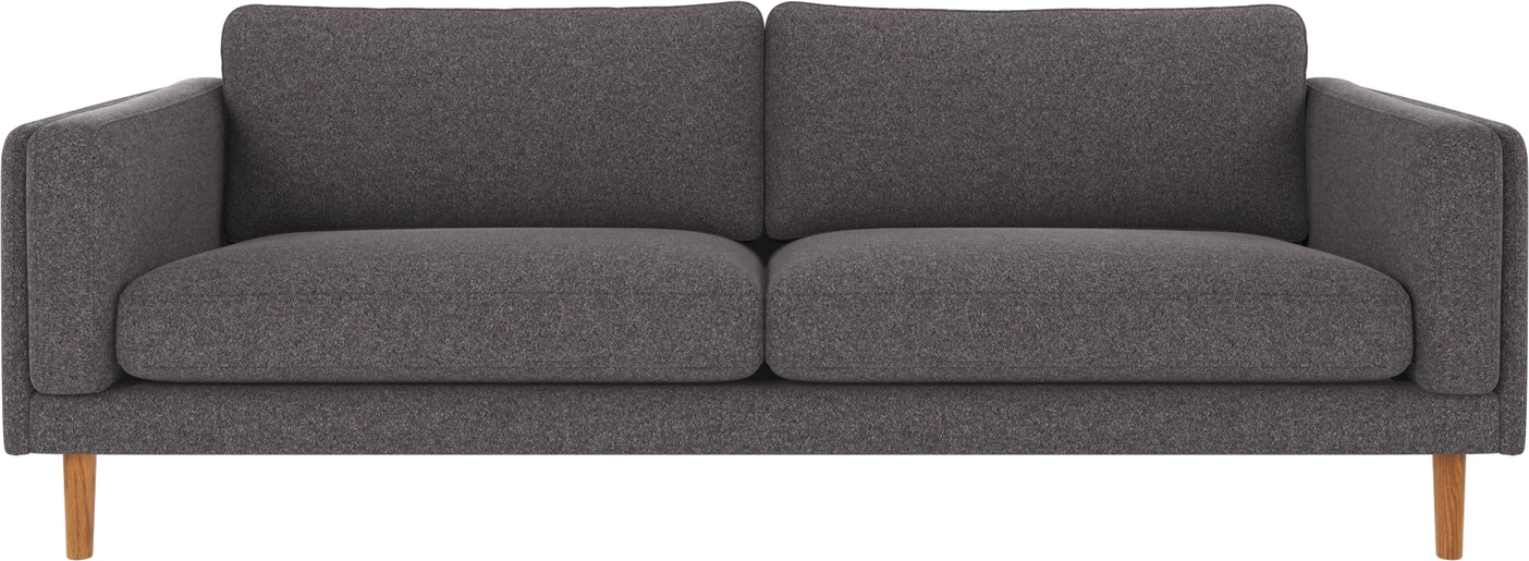 3-personers sofa Rowico Braden mørkegrå Brenda 18 polyester med FSCÂ®-mix ramme og lakerede egetræsben
