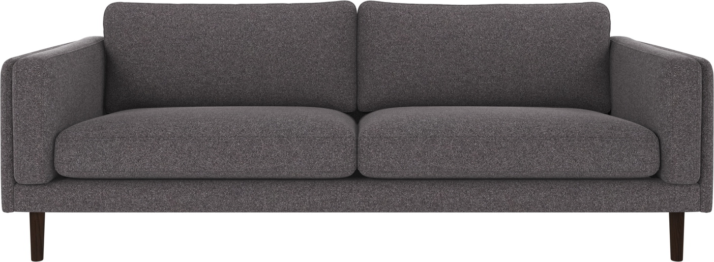 3-personers sofa Rowico Braden mørkegrå polyester Brenda med lakerede egetræsben  -  216Ã78Ã87 cm