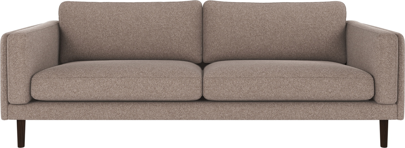 3-personers sofa Rowico Braden i beige Brenda polyesterstof med lakerede egetræsben
