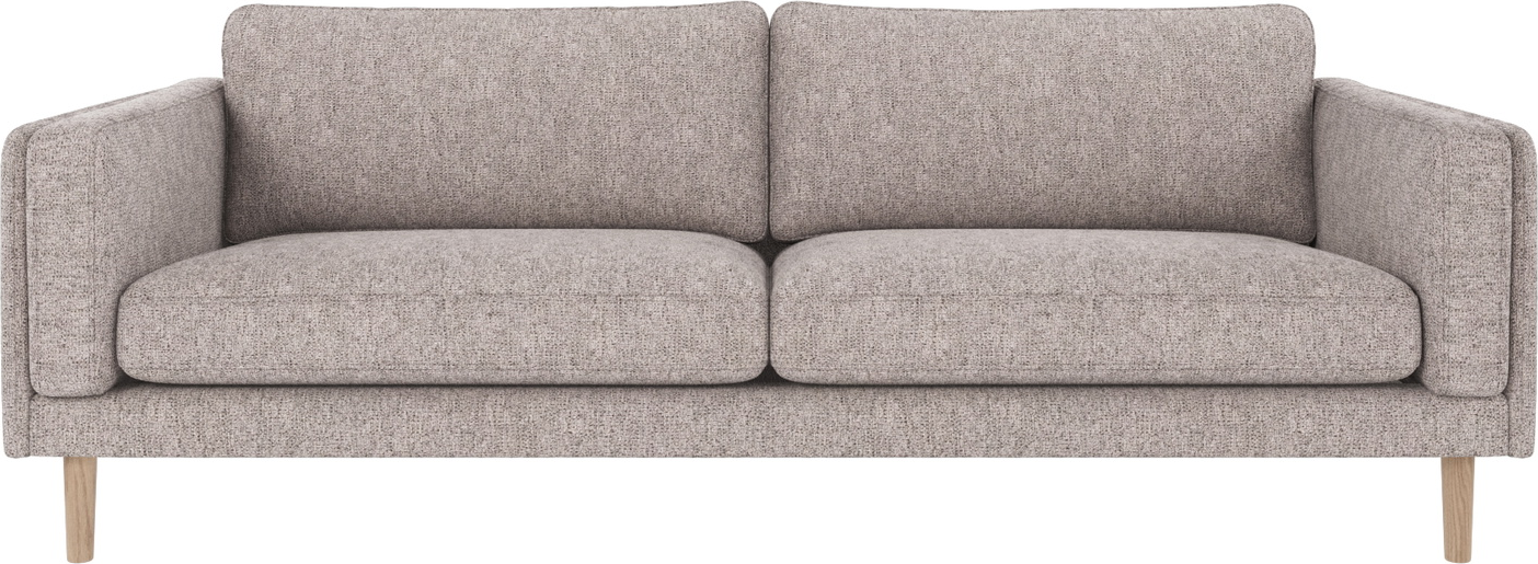 3-personers sofa Rowico Braden i grå/hvidvasket Max 180 stof med lakerede egetræsben og FSCÂ®-mix træ