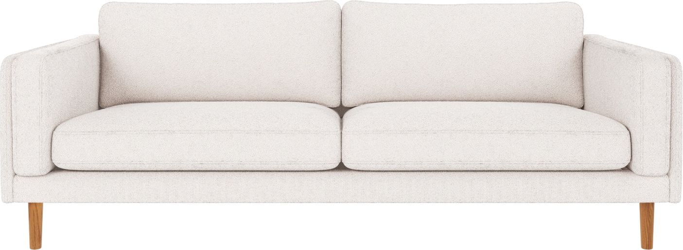 3-personers sofa Rowico Braden i hvidt Alice-stof med lakerede egetræsben B216xD87xH78 cm