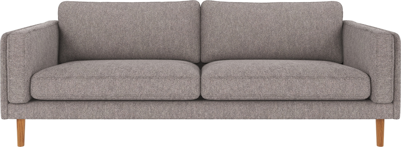 3-personers sofa Rowico Braden gråt stof og lakerede egetræsben tidløst design høj komfort