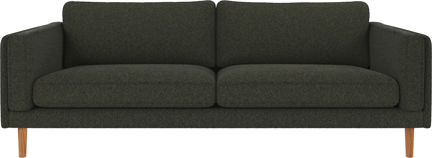 3-personers sofa Rowico Braden i Alice 162 stof grøn med egetræsben 216x87x78 cm