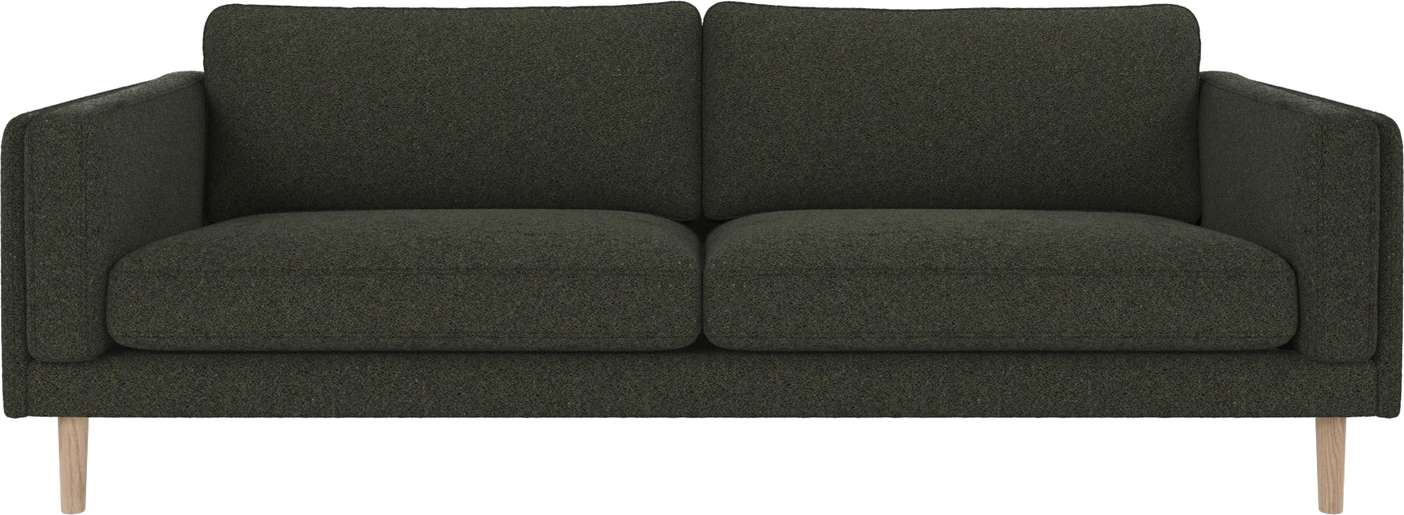 3-personers sofa Rowico Braden  -  grøn Alice-stof & hvidkalket træramme, FSC-mix, B216 x D87 x H78 cm