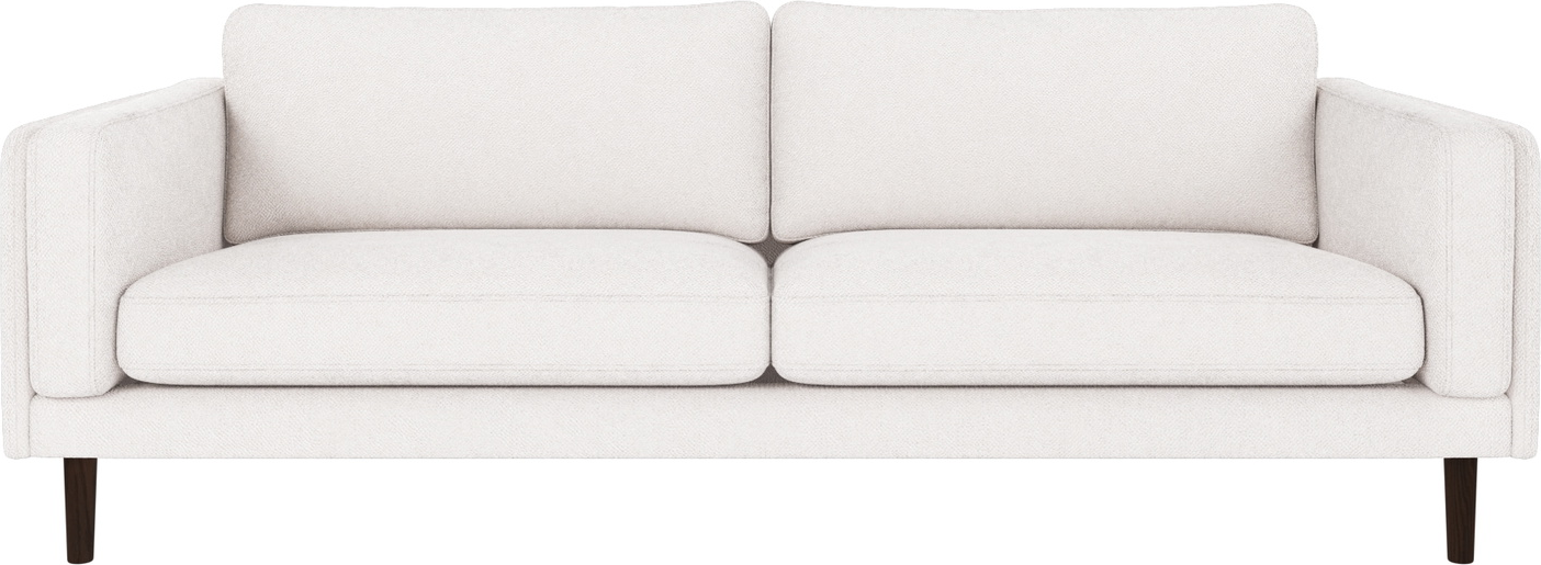 3-personers sofa Rowico Braden i hvidt Bobby-stof med lakerede egetræsben  -  FSC-certificeret stel, skandinavisk design og slidstærk polstring