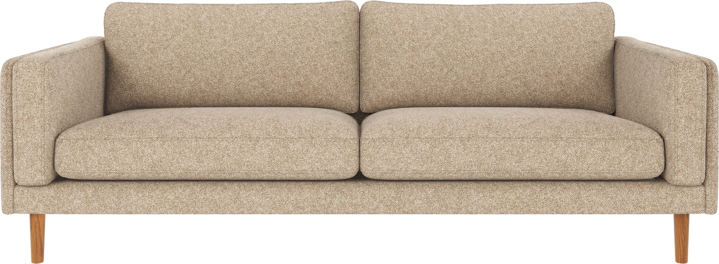 3-personers sofa Rowico Braden Bobby 2 beige polyester med lakerede egetræsben