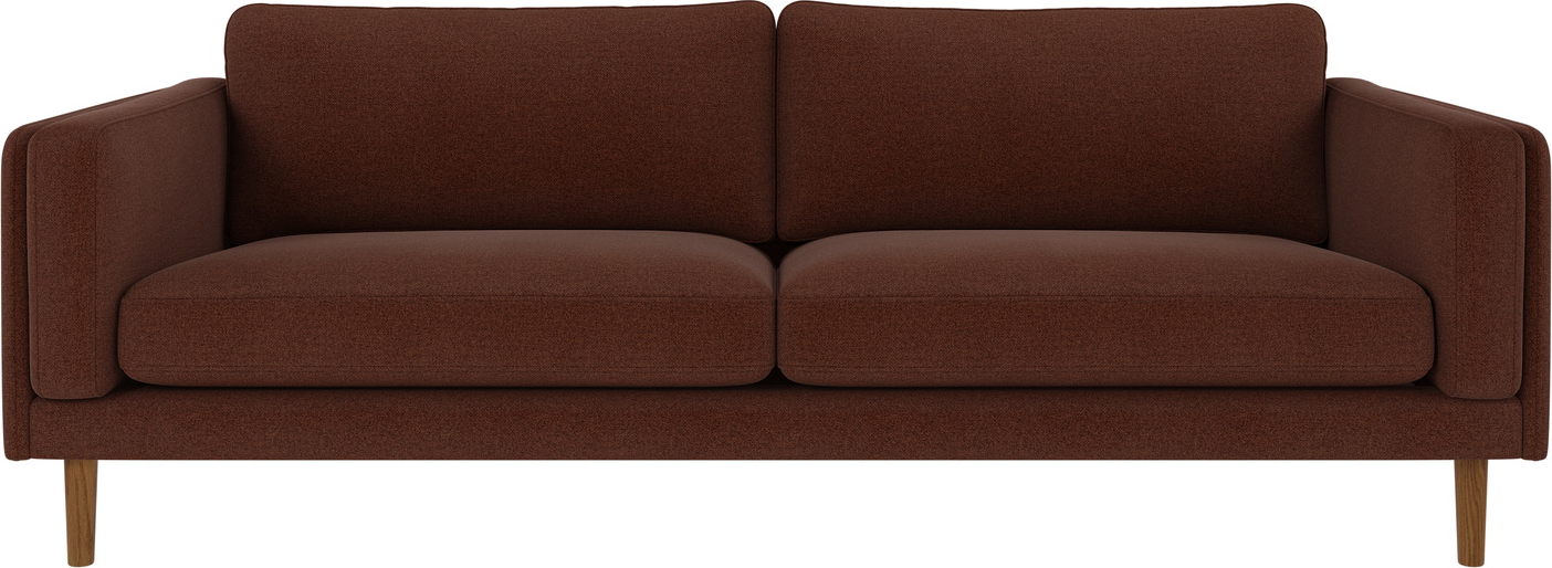 3-personers sofa Rowico Braden Rita rød polyester med lakerede eg-ben FSC-mix 216x87x78 cm