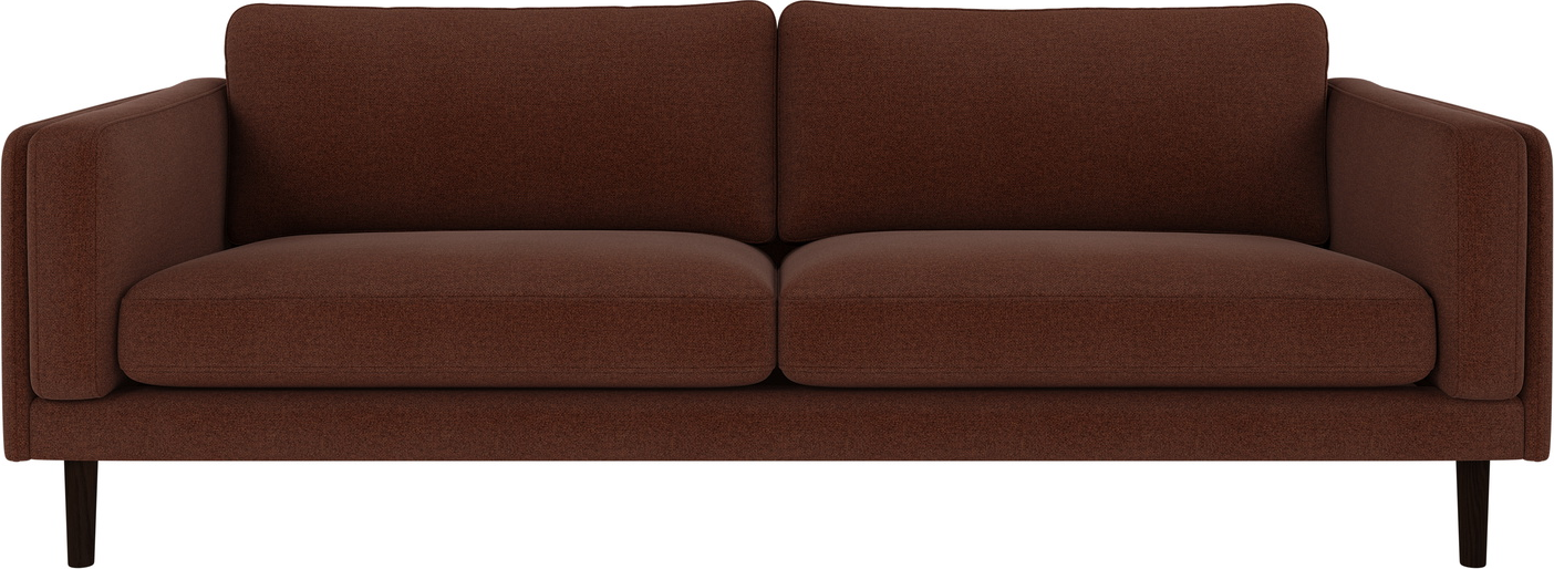 3-personers sofa Rowico Braden Rita 96 rødbrun polyester stof FSC-mix egetræsben H78xB216xD87 cm