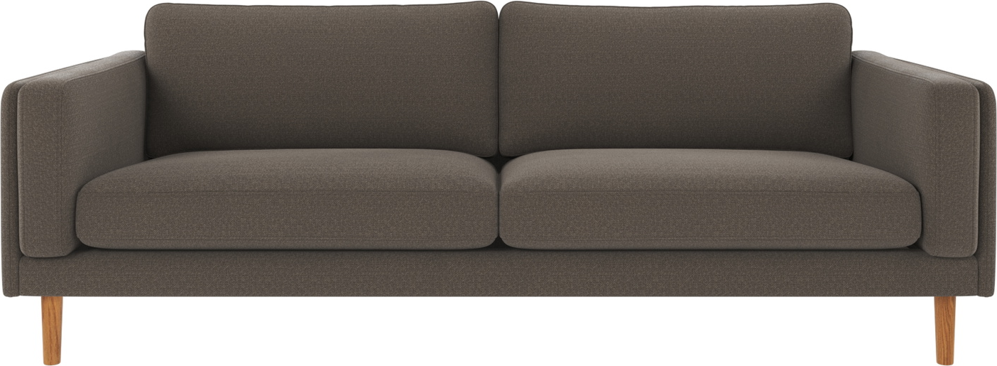 3-personers sofa Rowico Braden i mellemgrå Rita polyester med lyse egetræsben 216 x 87 x 78 cm
