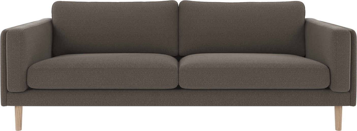 Rowico Braden 3-personers sofa i mellemgrå Rita stof med hvidvaskede egetræsben  -  skandinavisk design