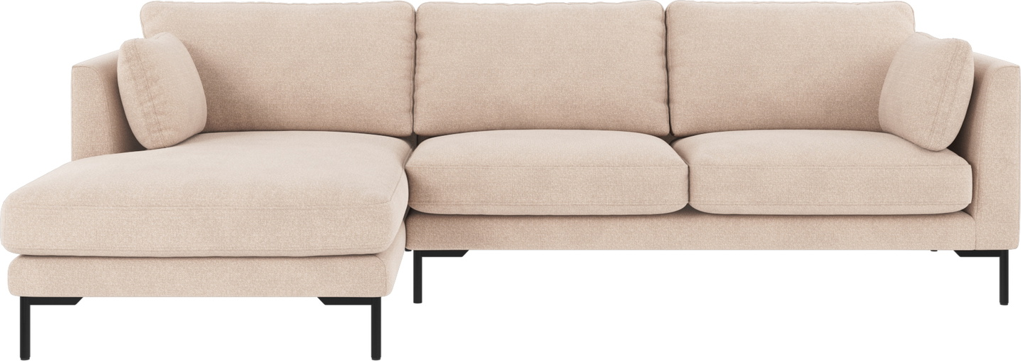 Chaiselongsofa Rowico Corwin venstrevendt 270Ã160 cm lysebeige Rita med sorte metalben